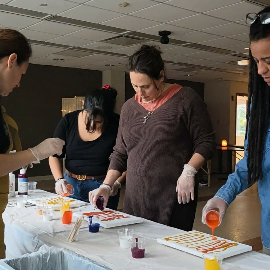 Participants engaged in mindful Flow Art creation